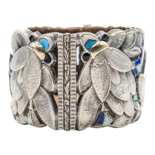 PULSERA ART DECÓ CON ESMALTES, AÑOS 30