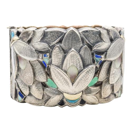 PULSERA ART DECÓ CON ESMALTES, AÑOS 30