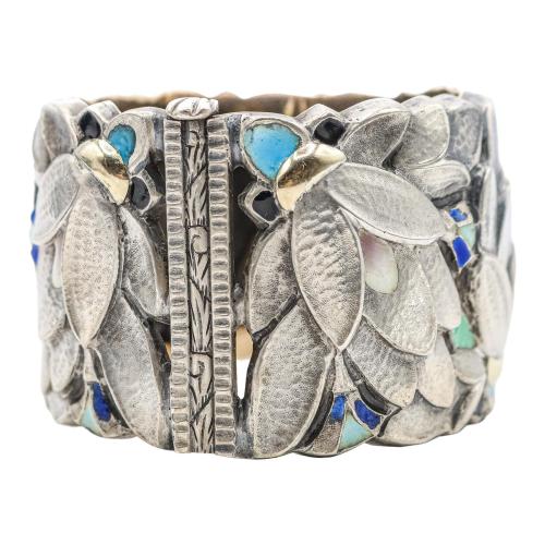 PULSERA ART DECÓ CON ESMALTES, AÑOS 30