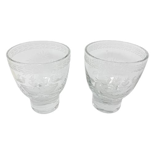 PAREJA DE COPAS EN CRISTAL GRABADO DE MEDIADOS DE SIGLO XX 