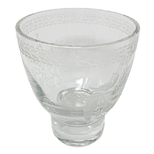 PAREJA DE COPAS EN CRISTAL GRABADO DE MEDIADOS DE SIGLO XX 
