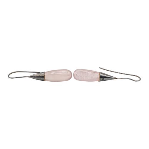 PENDIENTES LARGOS CON CUARZO ROSA