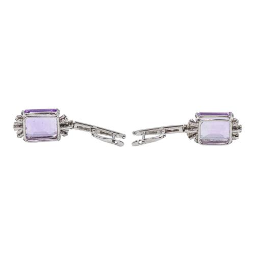 PENDIENTES LARGOS CON DIAMANTES Y AMATISTAS, DE LOS AÑOS 30