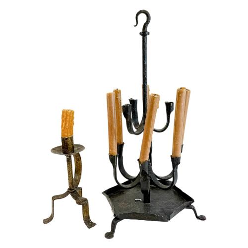 CANDELABRO Y CANDELERO DEL ÚLITMO CUARTO DEL S.XX