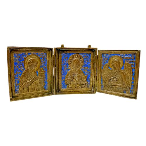 ICONO TRIPTICO RUSO SIGLO XIX 