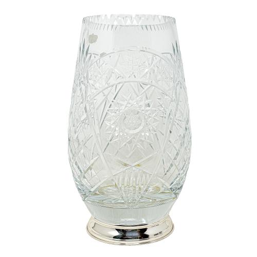 JARRÓN DE CRISTAL Y PLATA DEL ÚLTIMO TERCIO DE S. XX