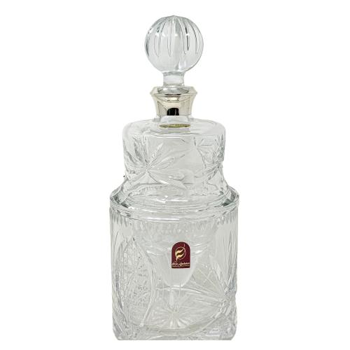 CONJUNTO LICORERO DE CRISTAL Y PLATA DEL ÚLTIMO CUARTO S. XX