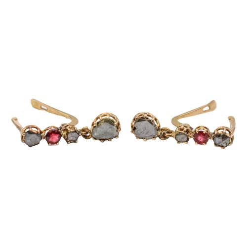 PENDIENTES CON DIAMANTES Y RUBÍES DEL S.XIX