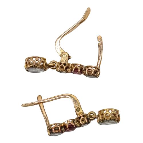 PENDIENTES CON DIAMANTES Y RUBÍES DEL S.XIX
