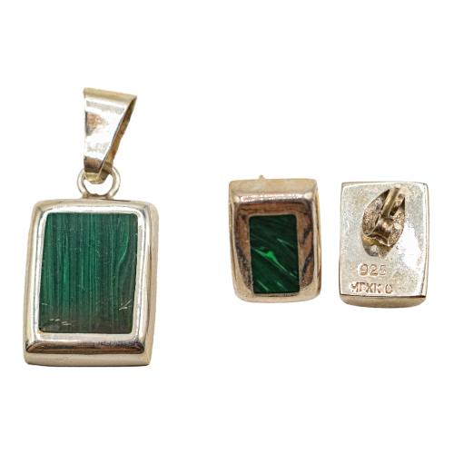 PENDIENTES Y COLGANTE CON MALAQUITA