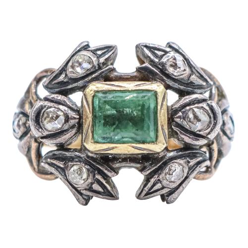 SORTIJA CON ESMERALDA Y DIAMANTES DEL S.XIX