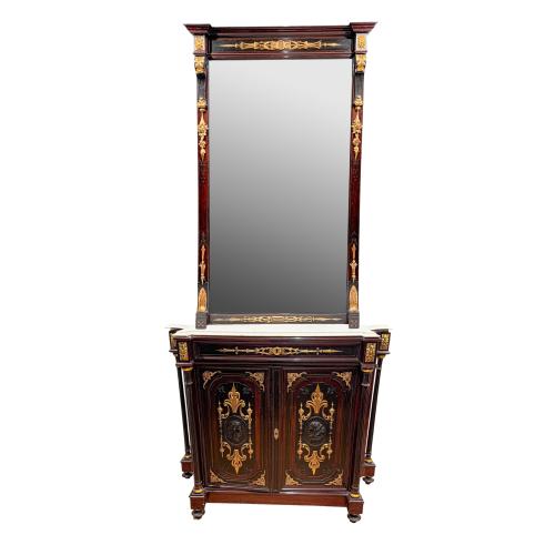 MUEBLE ENTREDOS ALFONSINO CON ESPEJO CIRCA 1880 