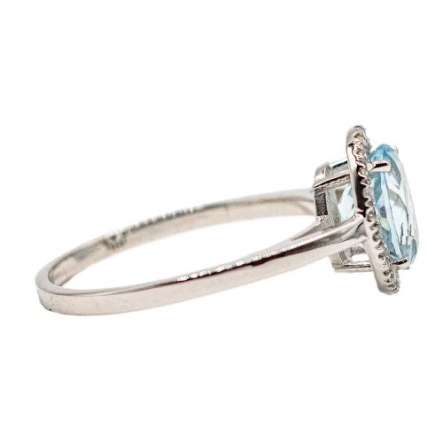 ANILLO ROSETÓN CON AGUAMARINA Y BRILLANTES