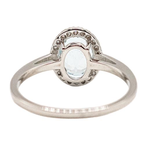 ANILLO ROSETÓN CON AGUAMARINA Y BRILLANTES