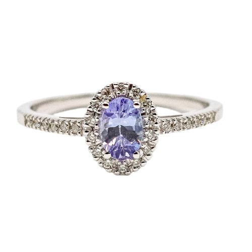 ANILLO ROSETÓN CON TANZANITA Y BRILLANTES