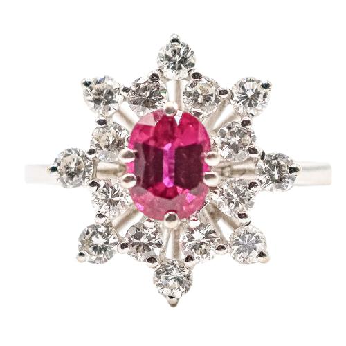 ANILLO ROSETÓN CON RUBÍES Y BRILLANTES