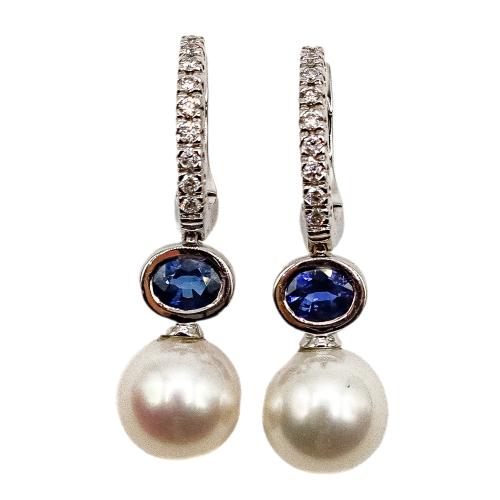 PENDIENTES CON ZAFIROS Y PERLAS