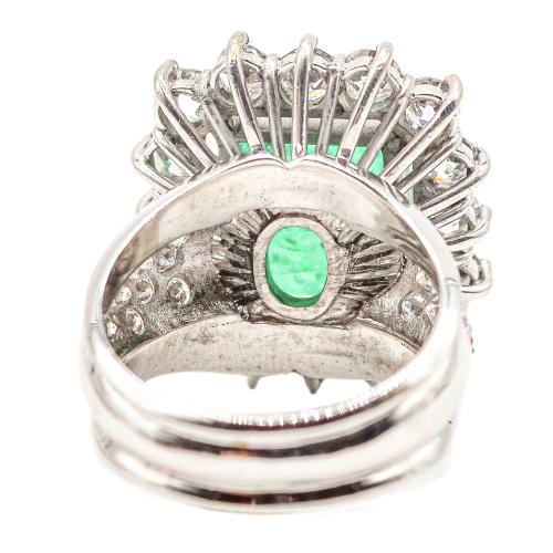 ANILLO ROSETÓN CON ESMERALDA Y BRILLANTES