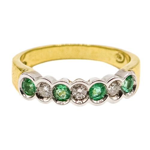 ANILLO CON ESMERALDAS Y BRILLANTES