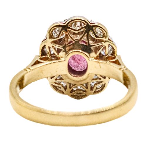 ANILLO ROSETÓN CON RUBÍ Y BRILLANTES