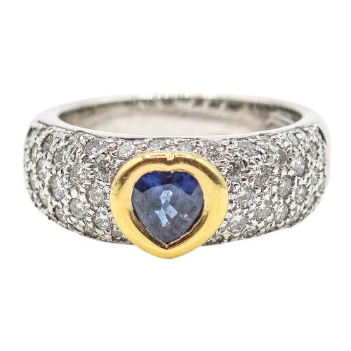 ANILLO CON ZAFIRO Y BRILLANTES