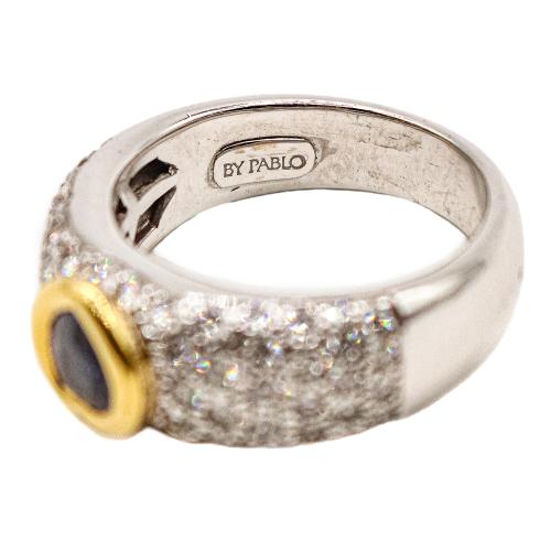 ANILLO CON ZAFIRO Y BRILLANTES