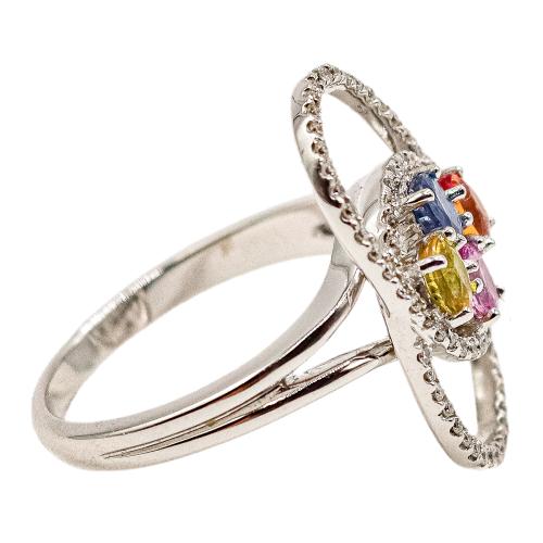 ANILLO CON TOPACIOS DE COLOR Y BRILLANTES 