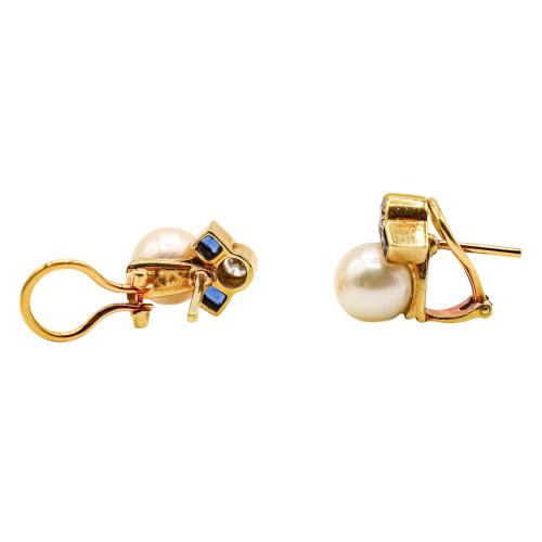 PENDIENTES CON BRILLANTES, ZAFIROS Y PERLAS