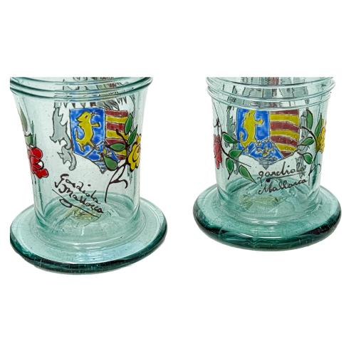 CUATRO VASITOS DE CRISTAL GORDIOLA (MALLORCA) DE LOS AÑOS 50