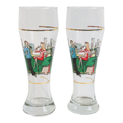 DOS COPAS EN CRISTAL ESTAMPADO DEL ÚLTIMO CUARTO DE S. XX