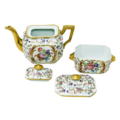 PEQUEÑA CAFETERA Y AZUCARERO LIMOGES SEGUNDO TERCIO S.XX