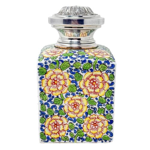 TARRO EN PORCELANA Y PLATA DEL PRIMER TERCIO DEL SIGLO XX