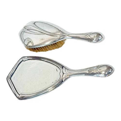 CEPILLO Y ESPEJO DE TOCADOR JUGENDSTIL ALEMAN