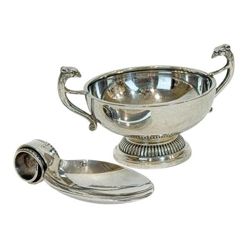 RECIPINETE Y CUCHARA EN PLATA DE MEDIADOS DE SIGLO XX