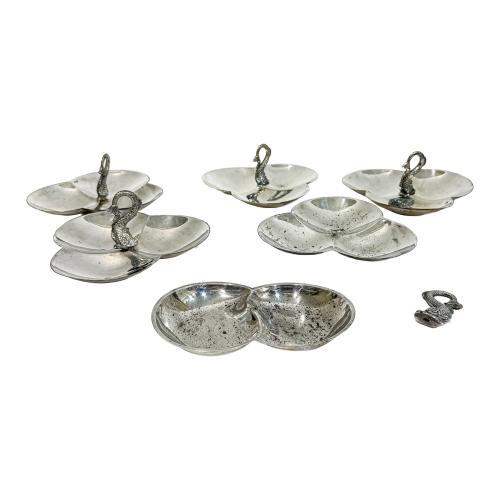 5 APERITIVEROS DE PLATA DE MEDIADOS DE SIGLO XX