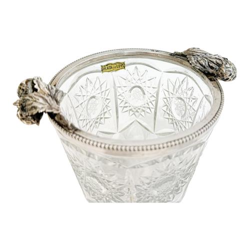 CUBITERA Y JARRA DE CRISTAL Y PLATA DE MEDIADOS DE S. XX