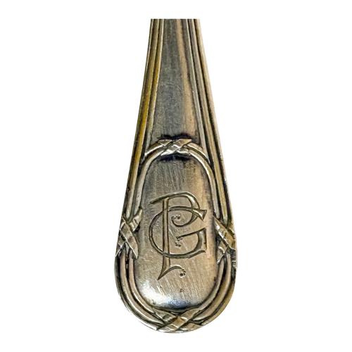 SEIS TAZAS CON PLATO Y CUCHARAS DE PLATA AÑOS 30