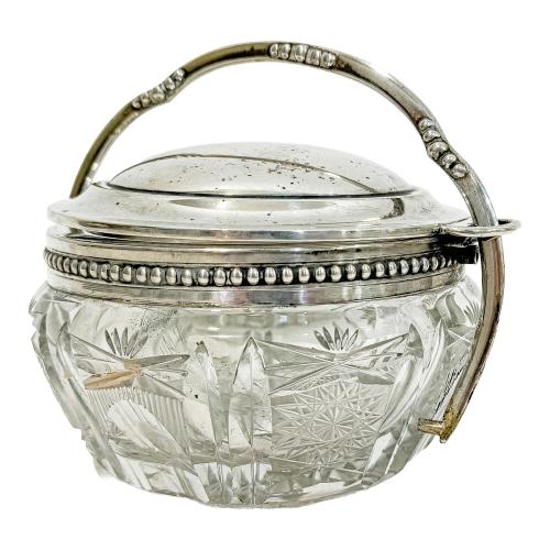 AZUCARERO DE PLATA Y CRISTAL DE MEDIADOS DE SIGLO XX