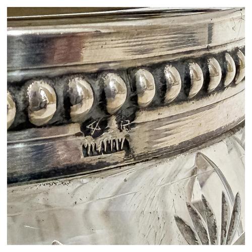 AZUCARERO DE PLATA Y CRISTAL DE MEDIADOS DE SIGLO XX