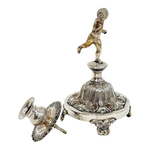 CANDELERO DE PLATA DE LA PRIMERA MITAD DE SIGLO XX