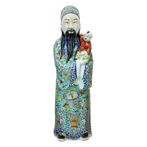 TRES FIGURAS DE PORCELANA CHINA DE LA SEGUNDA MITAD DE S. XX