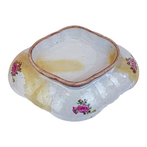 FUENTE DE PORCELANA CHINA FAMILIA ROSA  S. XIX