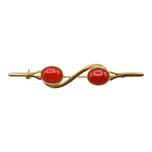BROCHE CON CORAL DE MEDIADOS DEL S.XIX