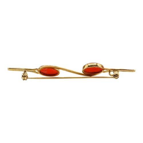 BROCHE CON CORAL DE MEDIADOS DEL S.XIX