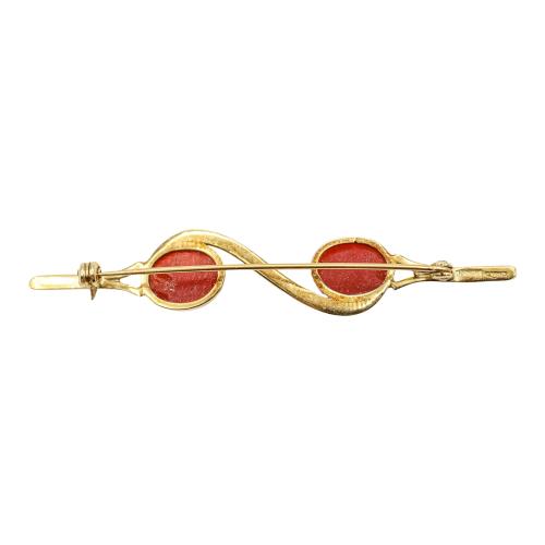 BROCHE CON CORAL DE MEDIADOS DEL S.XIX