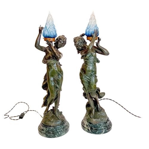 PAREJA DE LÁMPARAS ART NOUVEAU DE MEDIADOS S.XX