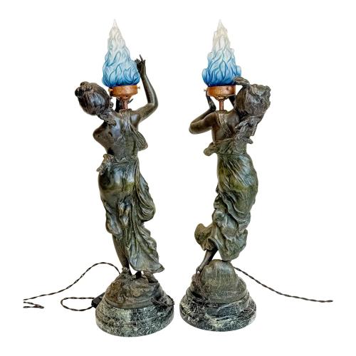 PAREJA DE LÁMPARAS ART NOUVEAU DE MEDIADOS S.XX