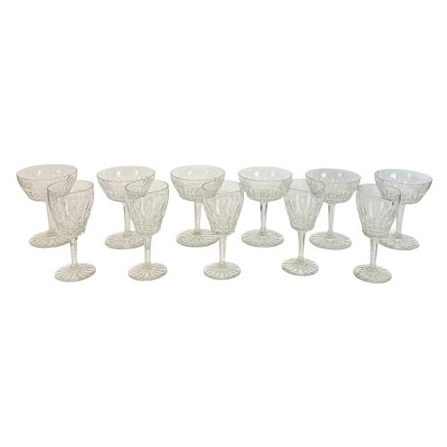 11 COPAS EN CRISTAL TALLADO DE MEDIADOS DE SIGLO XX