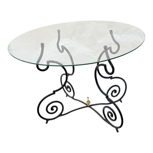 MESITA AUXILIAR EN HIERRO Y CRISTAL DE FINALES DE SIGLO XX