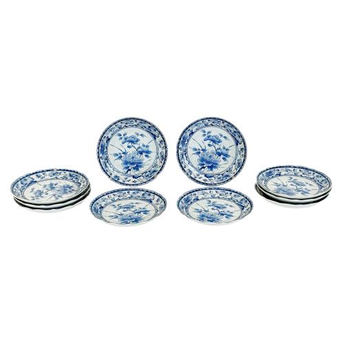 CONJUNTO DE DIEZ PLATOS POSTRE EN PROCELANA ORIENTAL